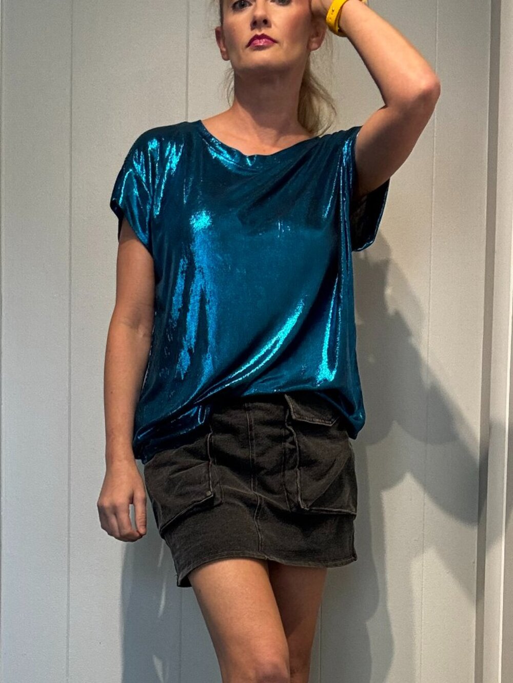 Metallic Teal Shimmer Top | Party, Concert & Holiday